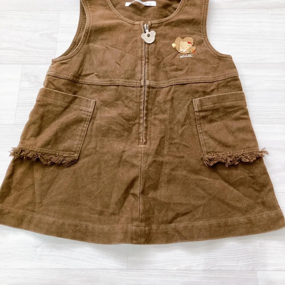 [Good condition] Familia Kids Fringe Pocket Front Zip Sleeveless Dress