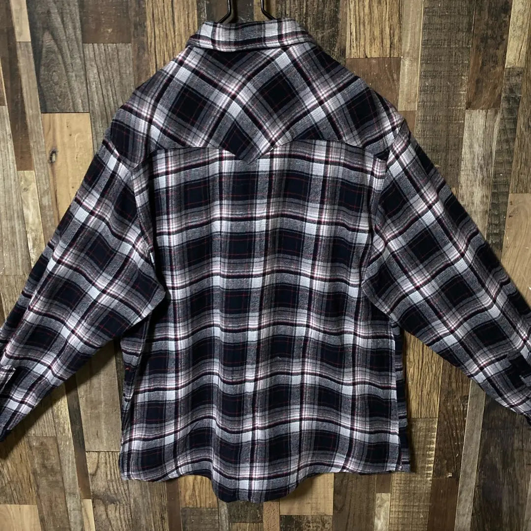 Gray Men's Madras Check XL Wrangler USA Vintage Long Sleeve Shirt