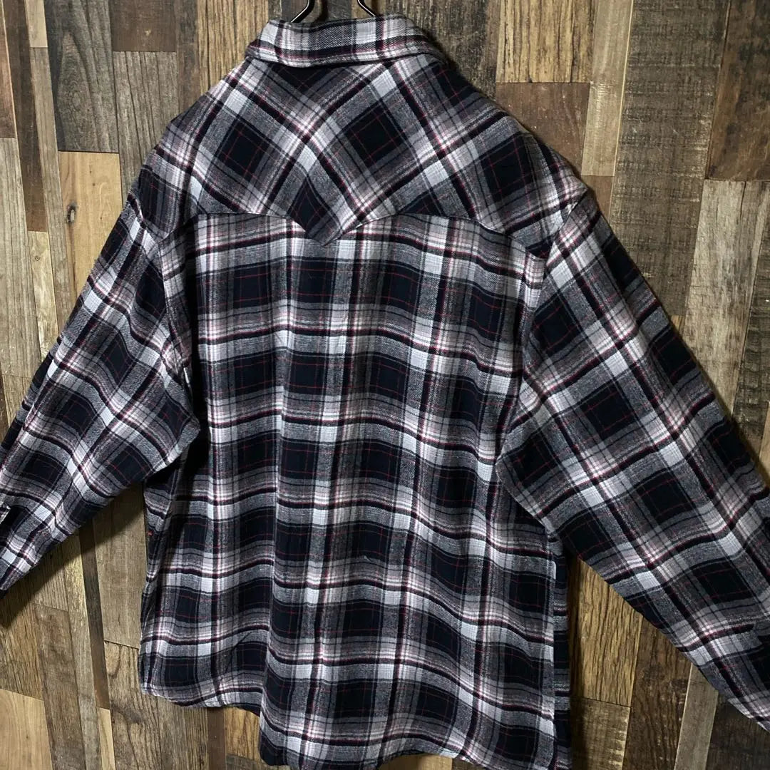 Gray Men's Madras Check XL Wrangler USA Vintage Long Sleeve Shirt