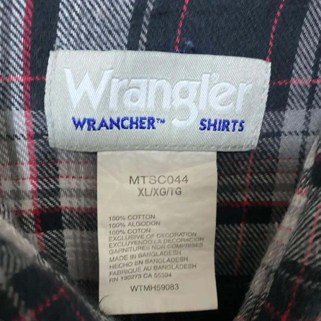 Gray Men's Madras Check XL Wrangler USA Vintage Long Sleeve Shirt