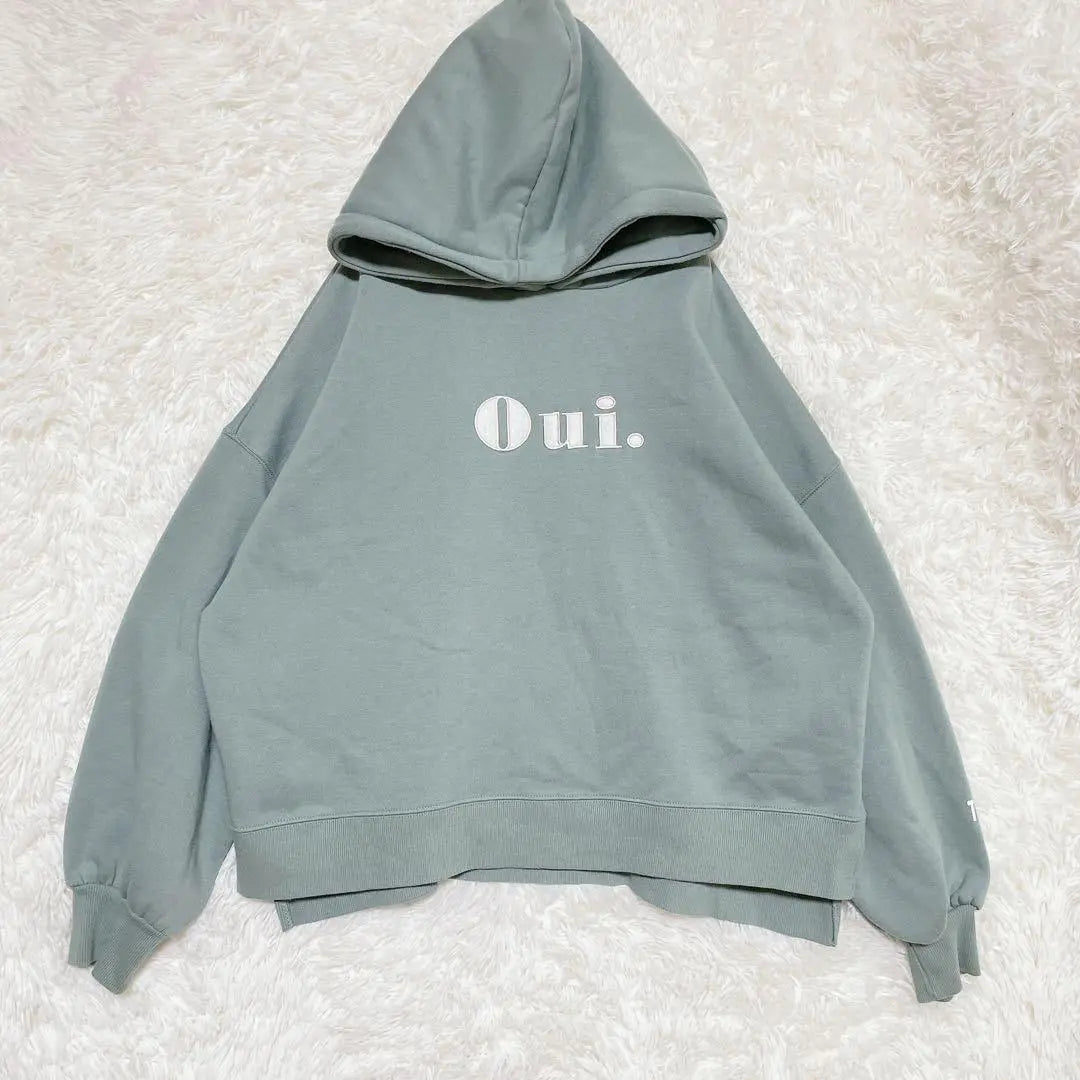 Aplejour fleece hoodie with hood, mint green, loose sweatshirt