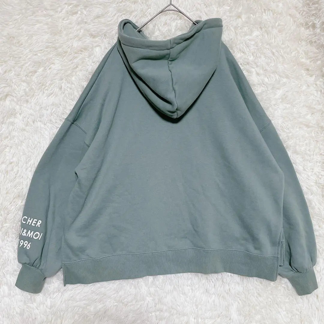 Aplejour fleece hoodie with hood, mint green, loose sweatshirt