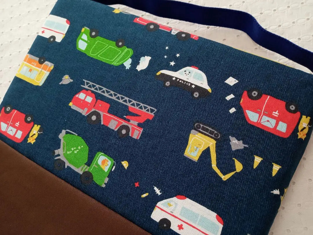 *Small tea + working car (navy) Kindergarten Nursery School Children's cushion cover