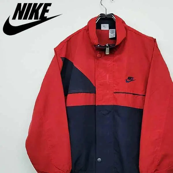 90s Nike NIKE Embroidered Nylon Jacket Red x Navy XL Old-wear