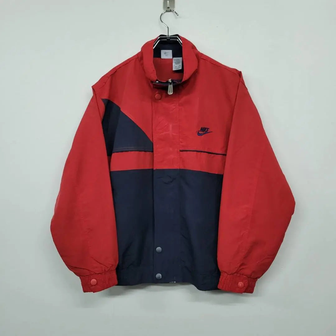 90s Nike NIKE Embroidered Nylon Jacket Red x Navy XL Old-wear