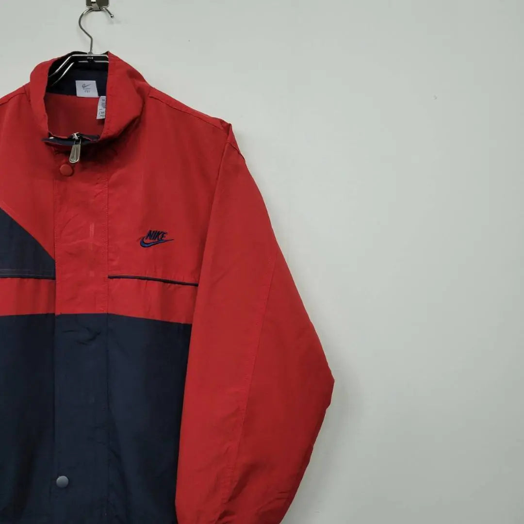 90s Nike NIKE Embroidered Nylon Jacket Red x Navy XL Old-wear