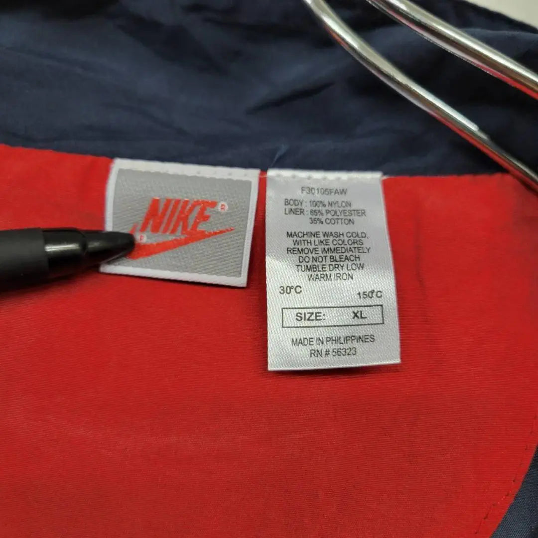 90s Nike NIKE Embroidered Nylon Jacket Red x Navy XL Old-wear