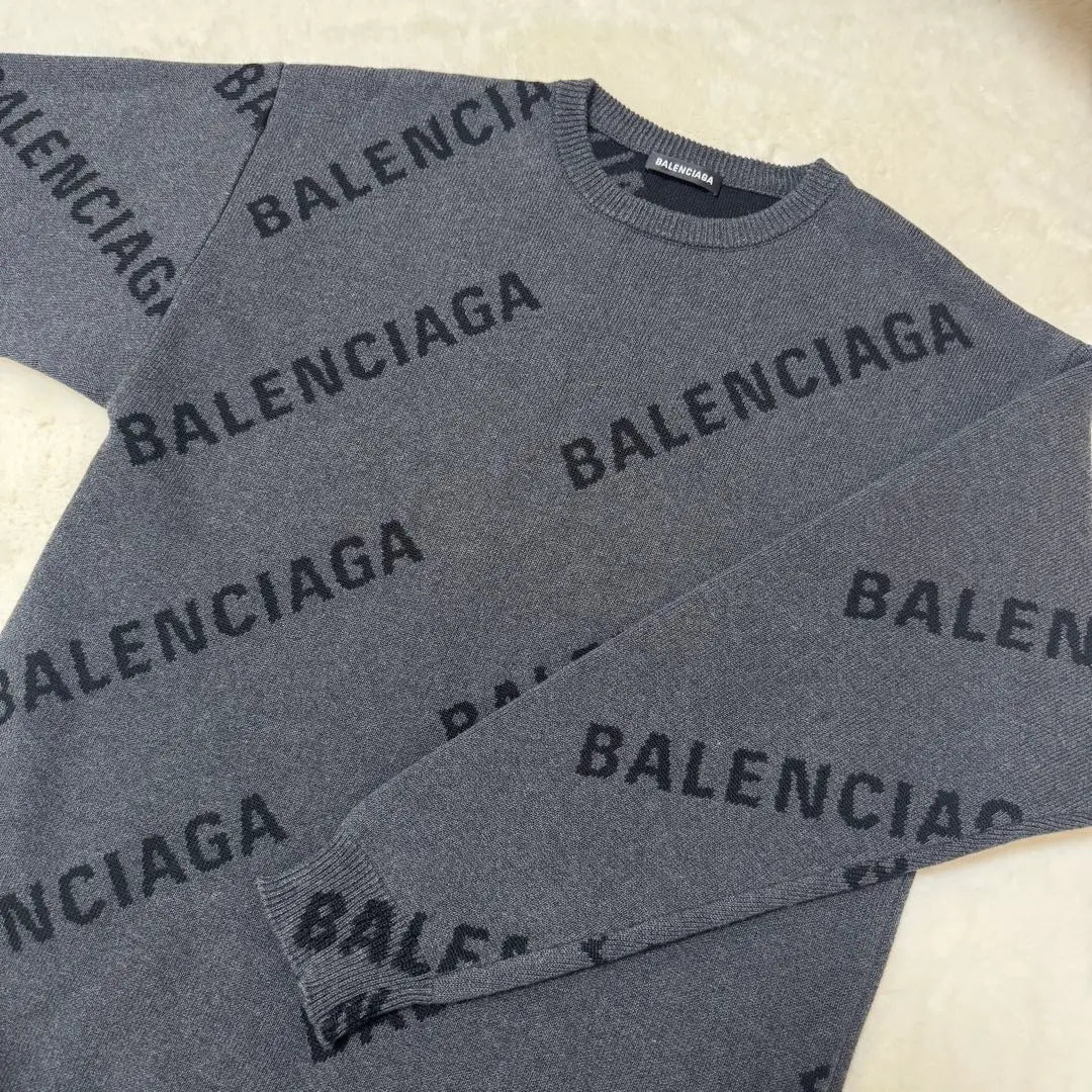 BALENCIAGA logo print sweater gray