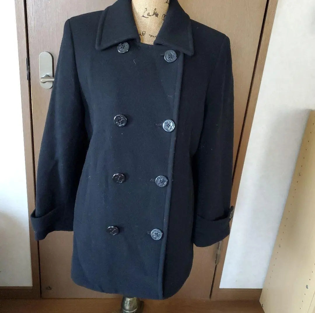 [Price reduction] ASCOT Tokyo Style Black Wool Peacoat Double Button