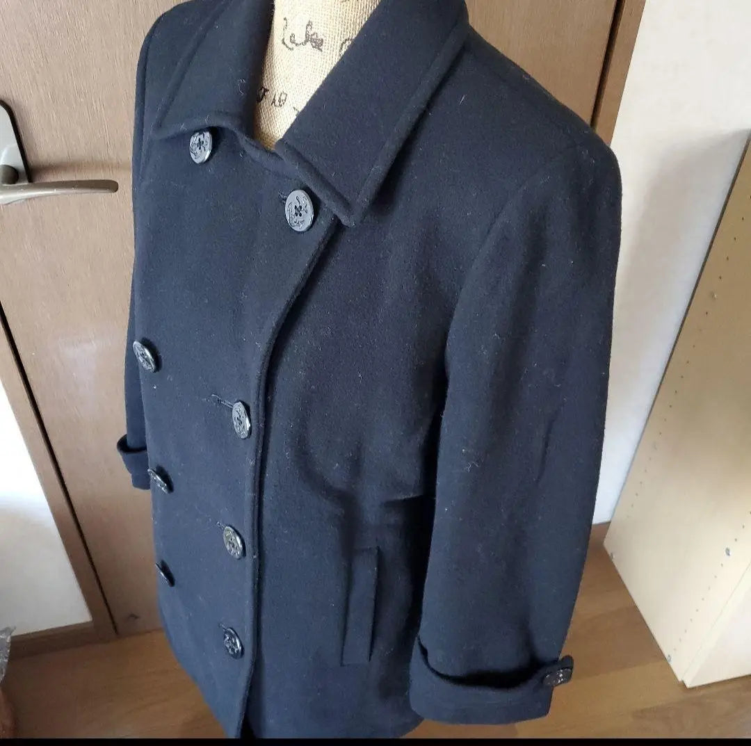 [Price reduction] ASCOT Tokyo Style Black Wool Peacoat Double Button