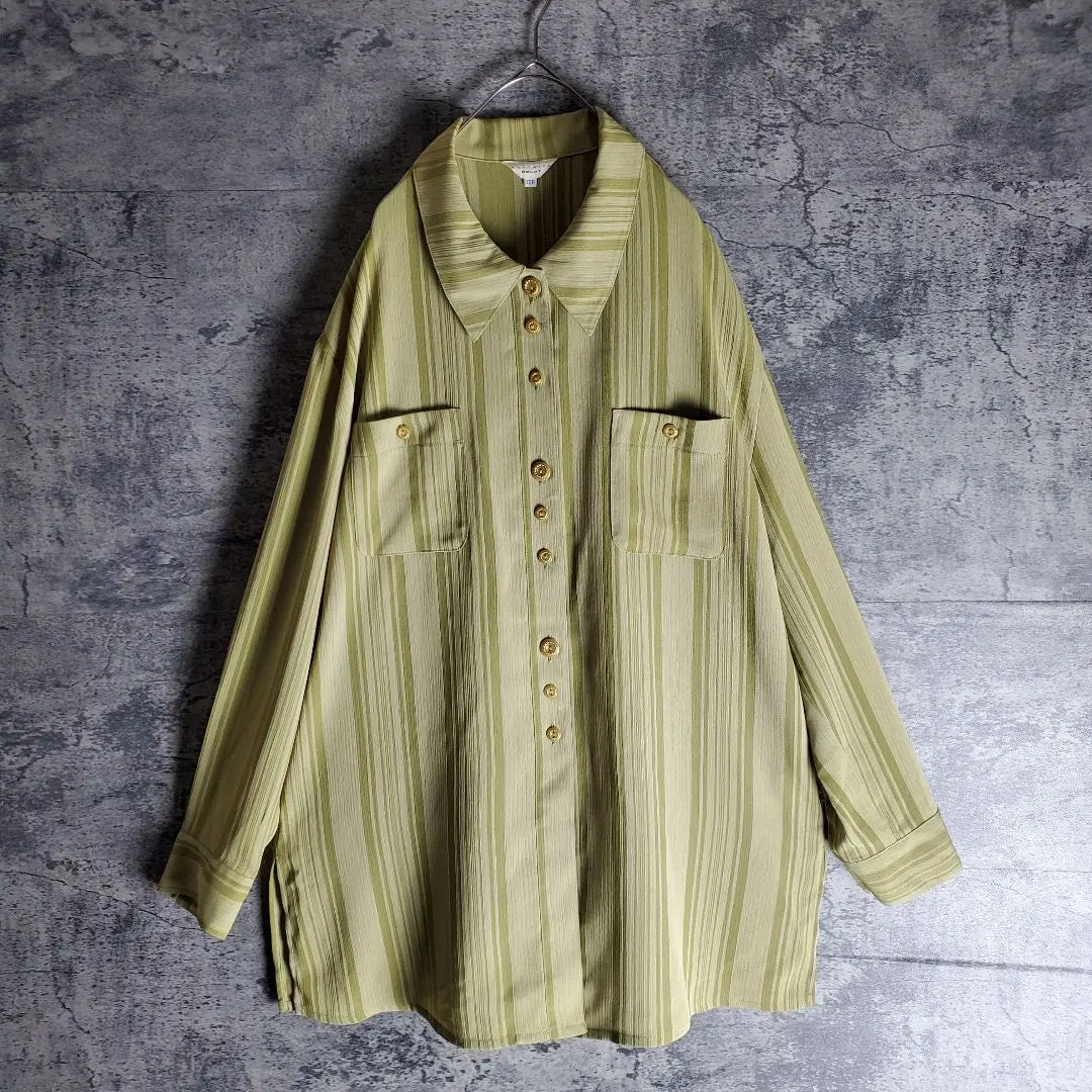 [Vintage] Vintage clothing, double pocket, bicolor, green, yellow green, retro