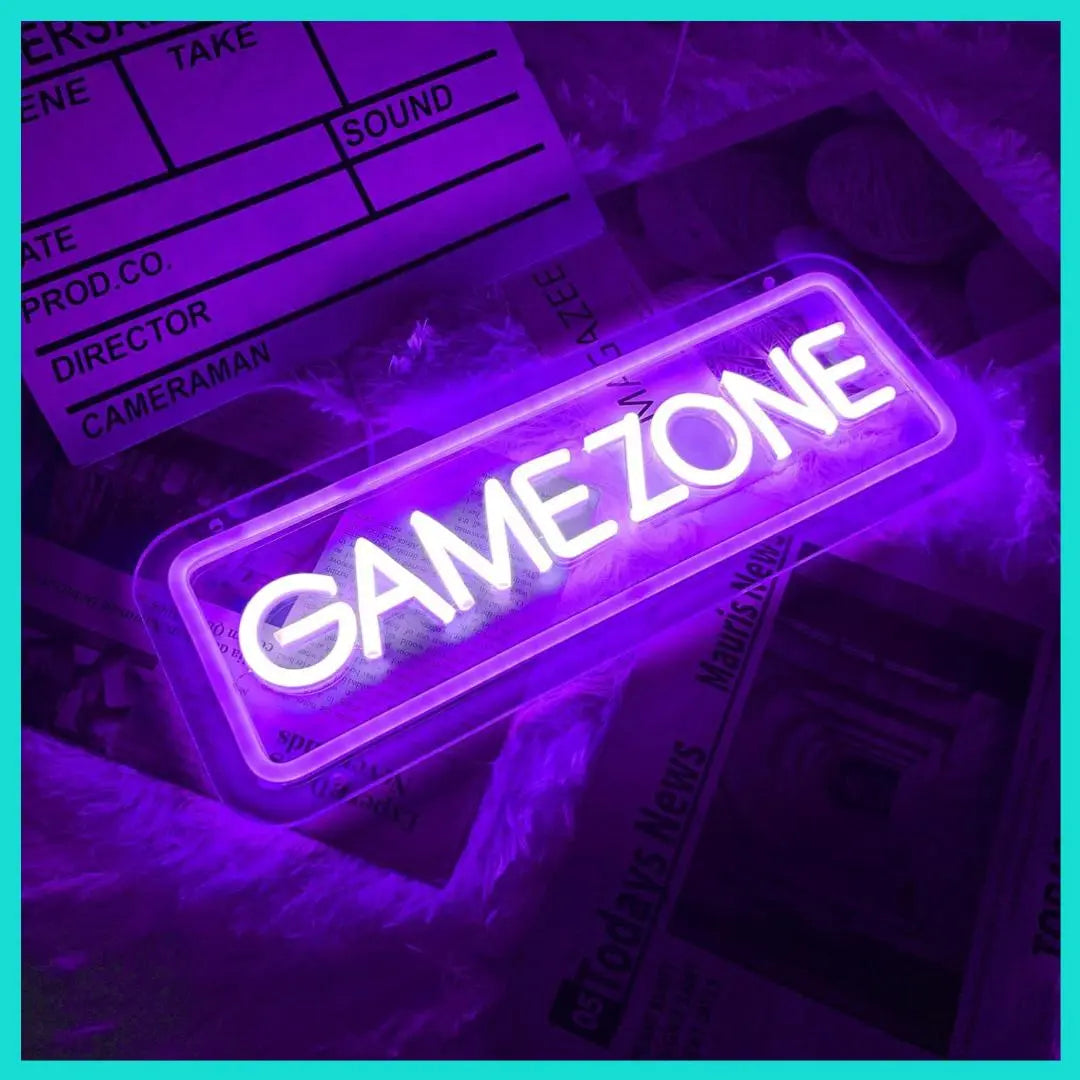 Letrero luminoso de neón GAME ZONE Gamer Game Zone LED morado