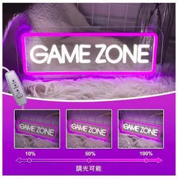 Letrero luminoso de neón GAME ZONE Gamer Game Zone LED morado