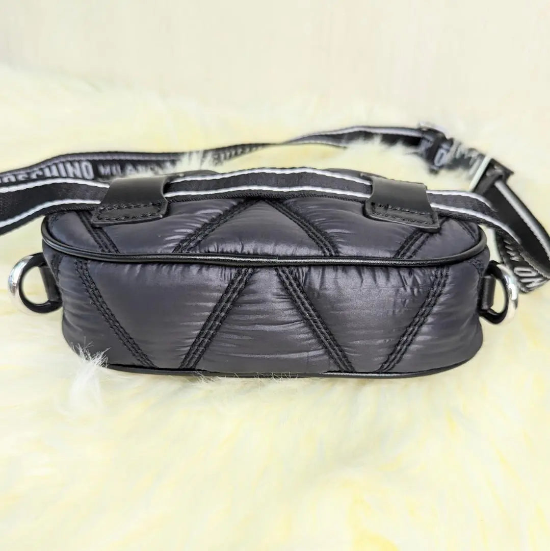 Moschino Body Bag Nylon Leather Black Waist Pouch Pochette