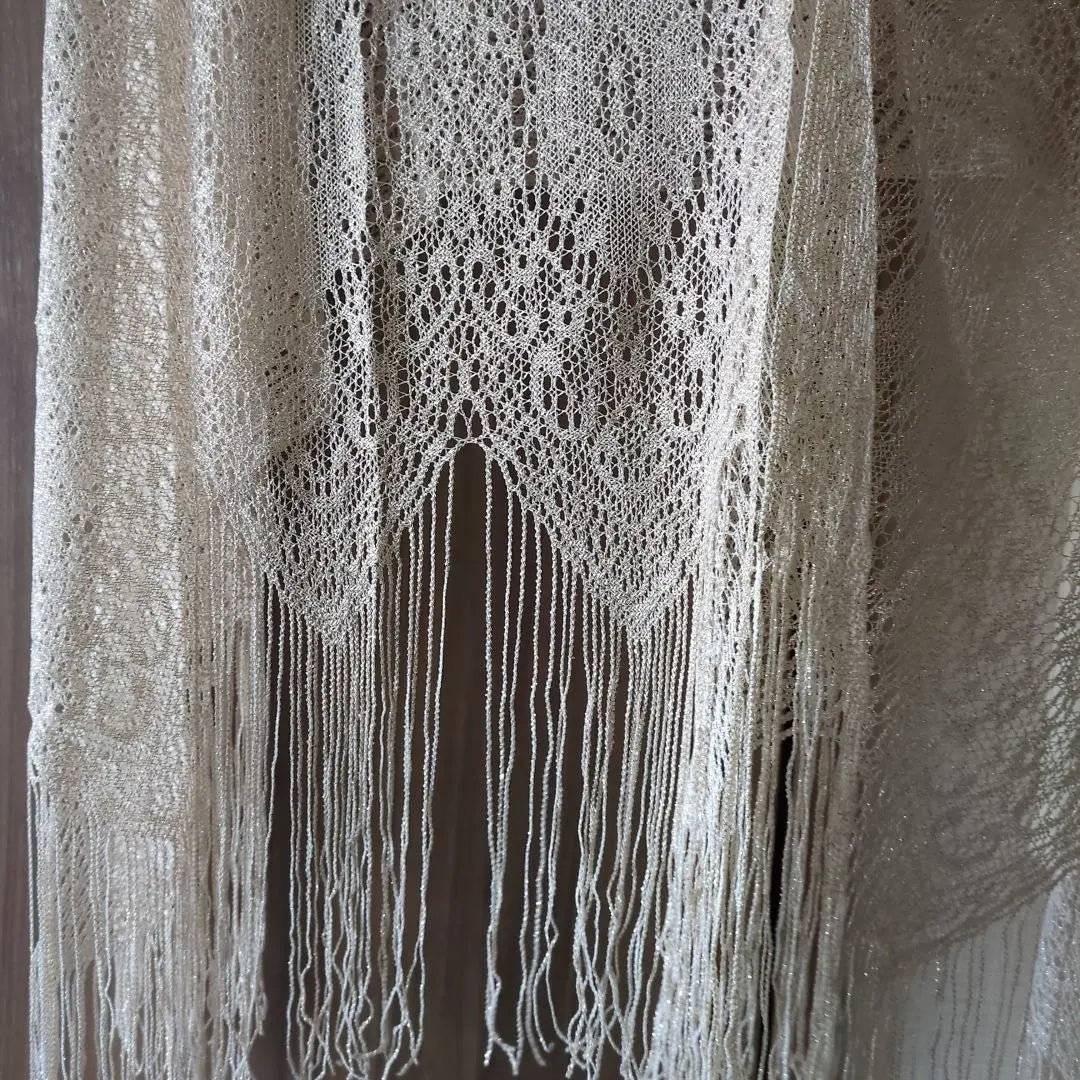 Grace Continental Good Condition ✨Free Shipping Pearl Gold Lace Shawl with Fringe