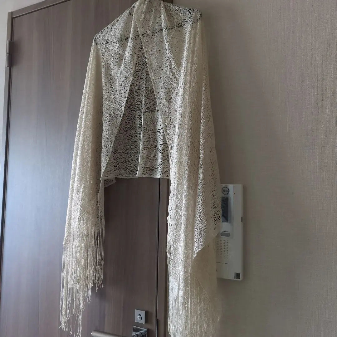 Grace Continental Good Condition ✨Free Shipping Pearl Gold Lace Shawl with Fringe