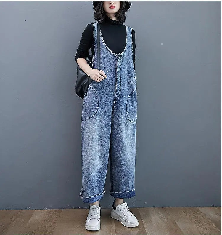 ⭐Large size women's overalls overalls pants denim