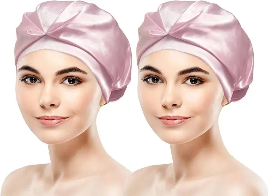 ☆2 pink pieces night cap silk silk cap hair cap glossy hair