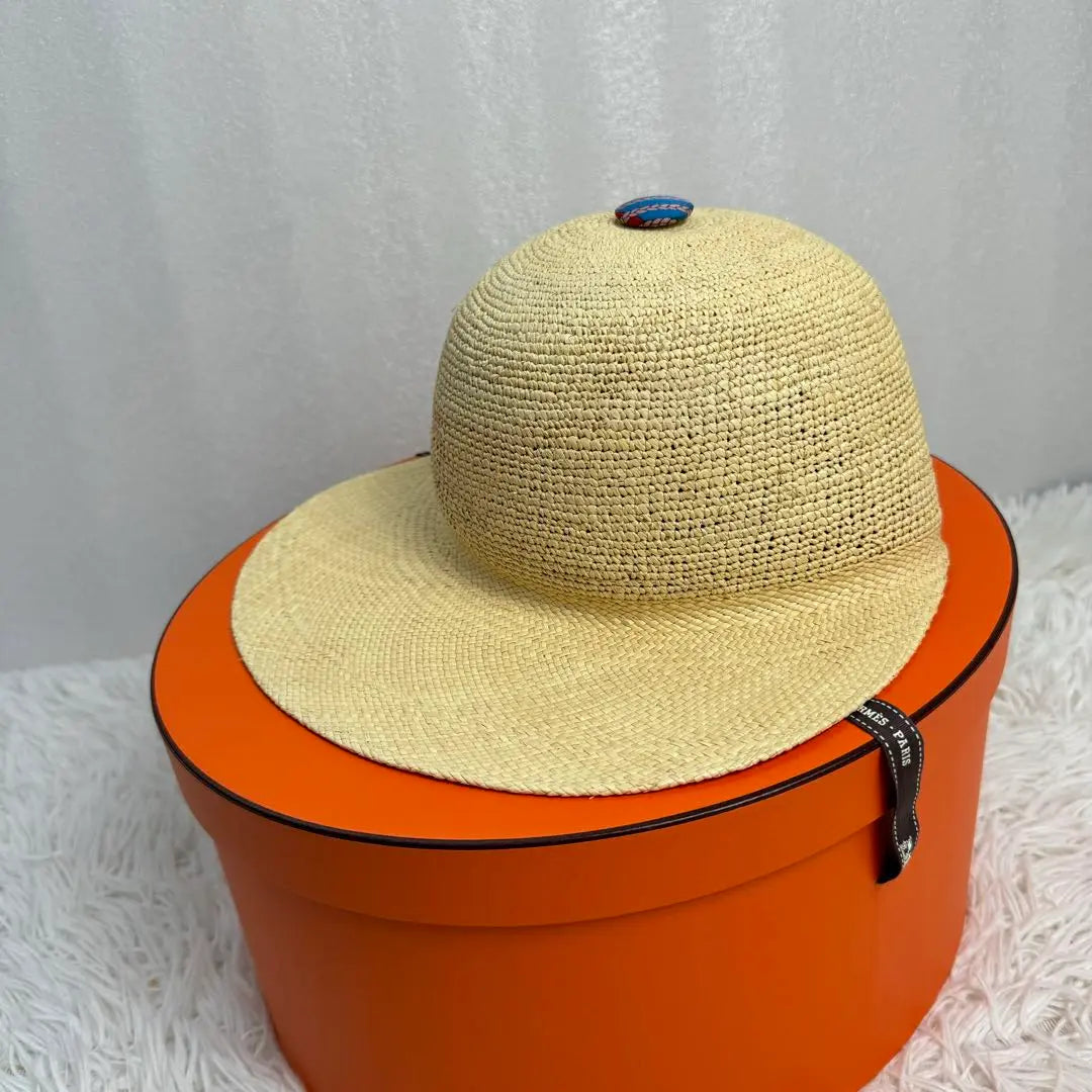 [With box] HERMES Straw Hat Straw Hat Casquette Serie