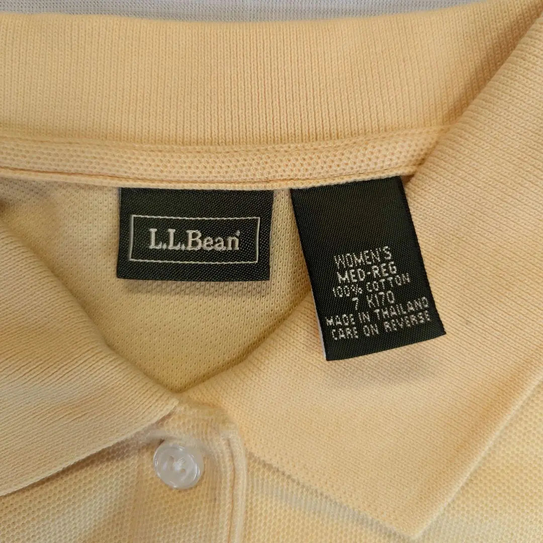 [L.L.Bean] 00s logo embroidered short-sleeved polo shirt cream beige