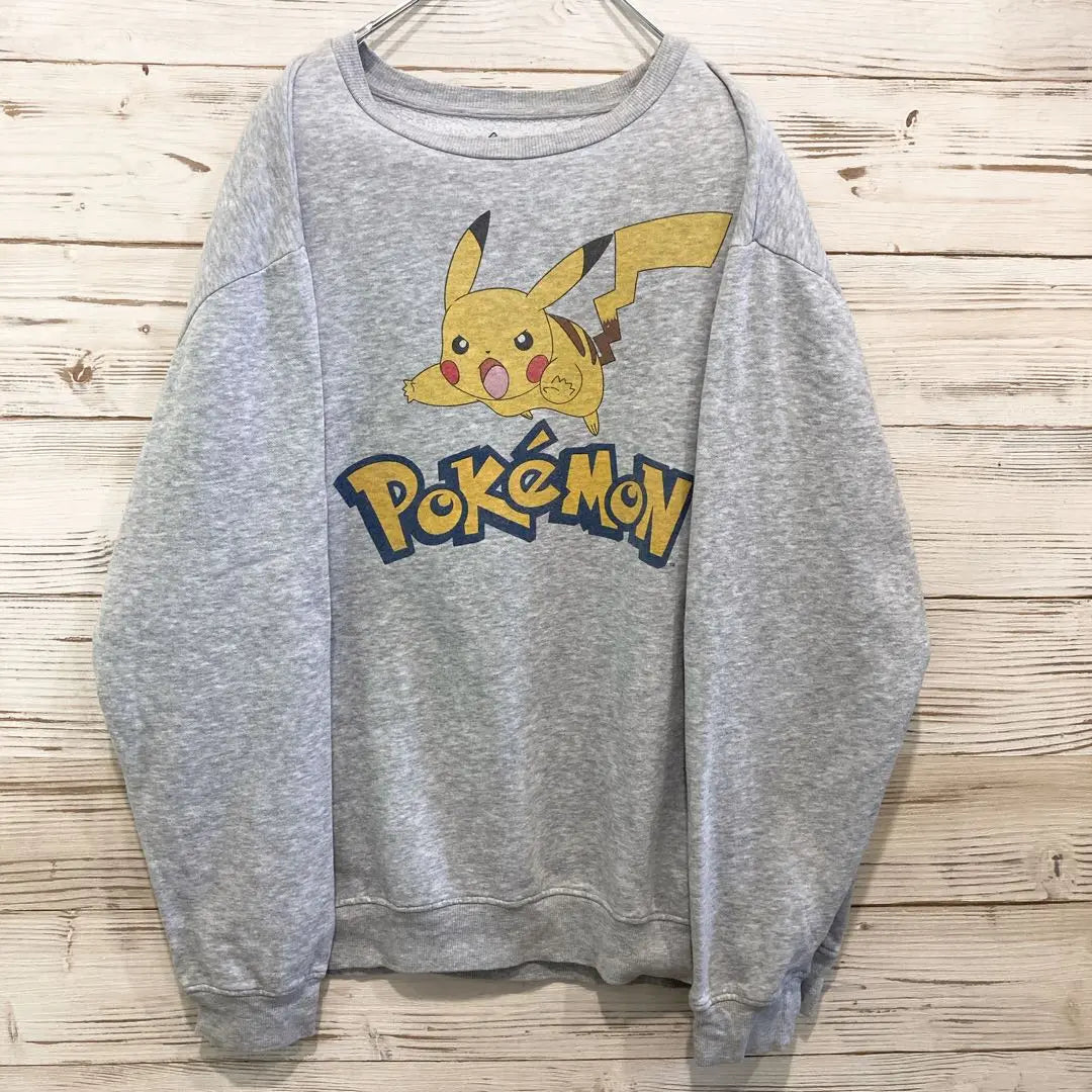 [Super cute] Pokemon Pokemon Sweatshirt XL Pikachu Gray