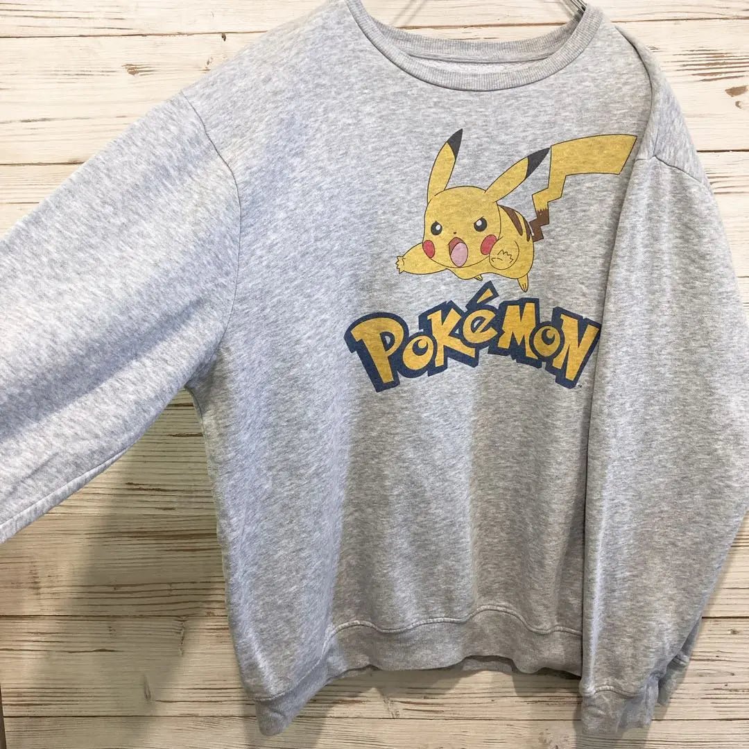 [Super cute] Pokemon Pokemon Sweatshirt XL Pikachu Gray