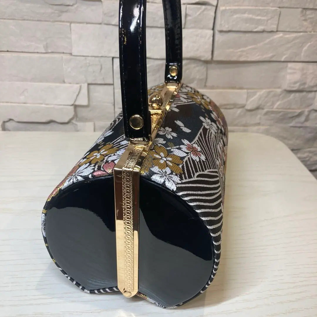 [Nuevo] Conjunto de bolso estilo japonés Bolso estilo japonés Sandalias estilo japonés 24cm negro Boda Ceremonia de graduación