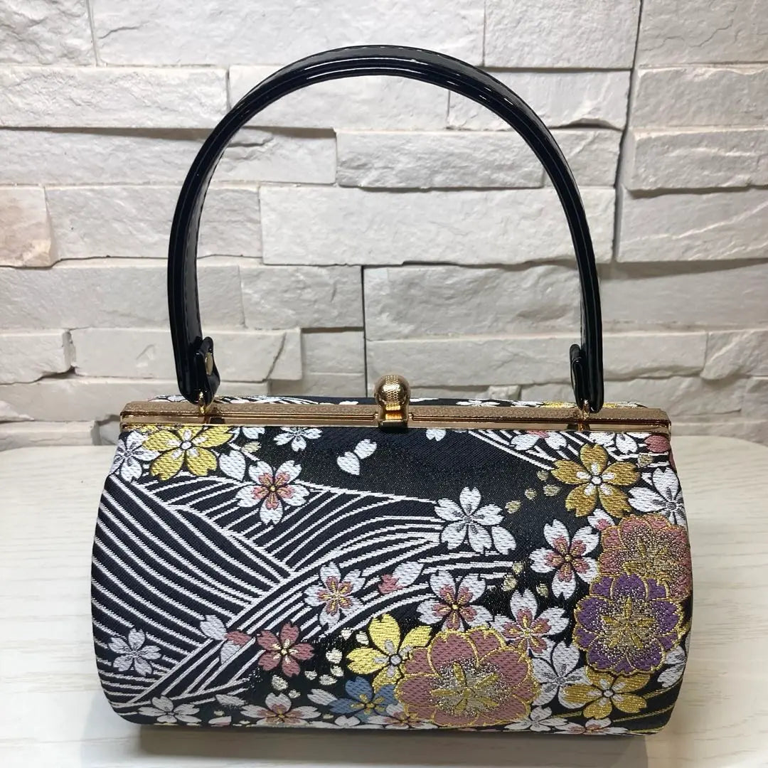 [Nuevo] Conjunto de bolso estilo japonés Bolso estilo japonés Sandalias estilo japonés 24cm negro Boda Ceremonia de graduación