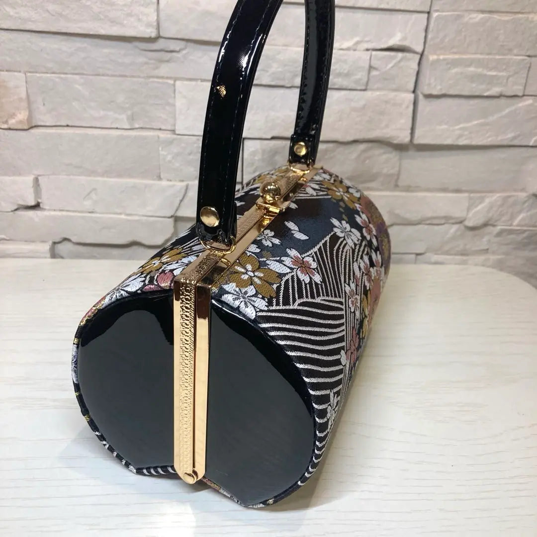 [Nuevo] Conjunto de bolso estilo japonés Bolso estilo japonés Sandalias estilo japonés 24cm negro Boda Ceremonia de graduación