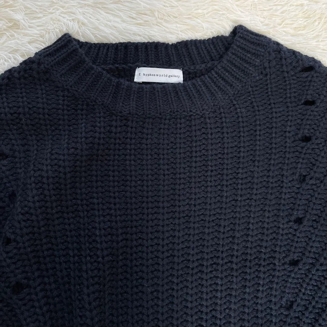 E-Hyphen World Gallery Side Slit Rough Knit Navy