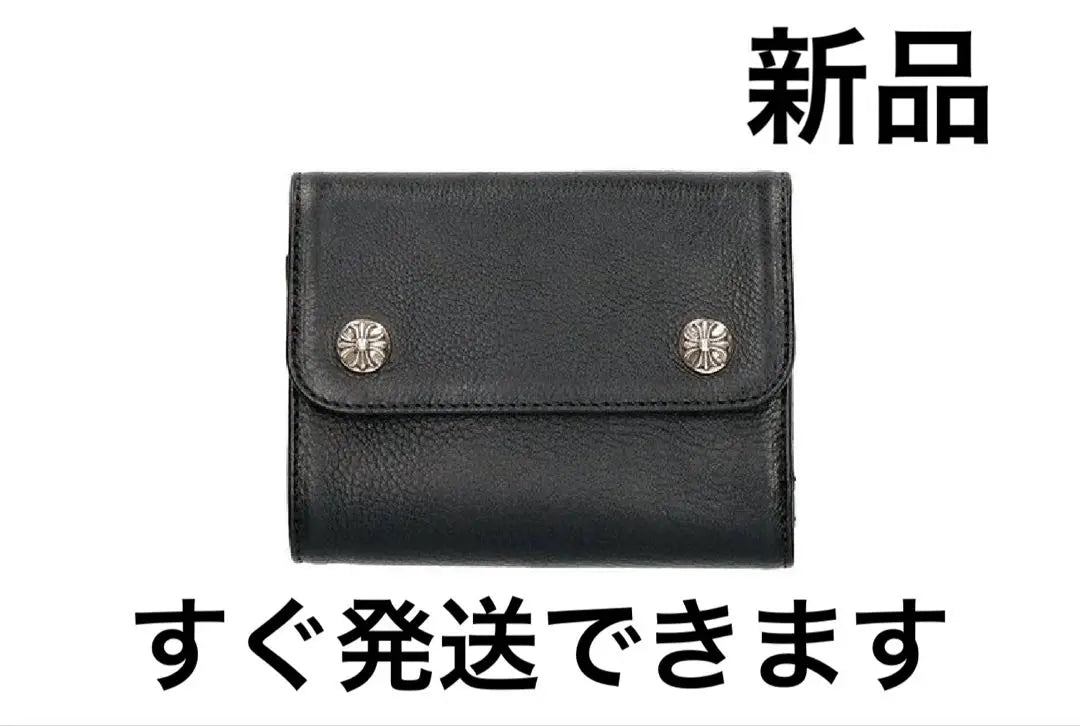 Chrome Hearts Wave Mini Cross Ball Button Leather Wallet