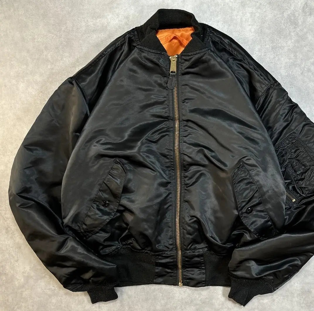 [Military] Black MA-1 flight jacket, size XL, made in USA | 【Military】ブラック MA-1 フライトジャケット XLサイズ　USA製