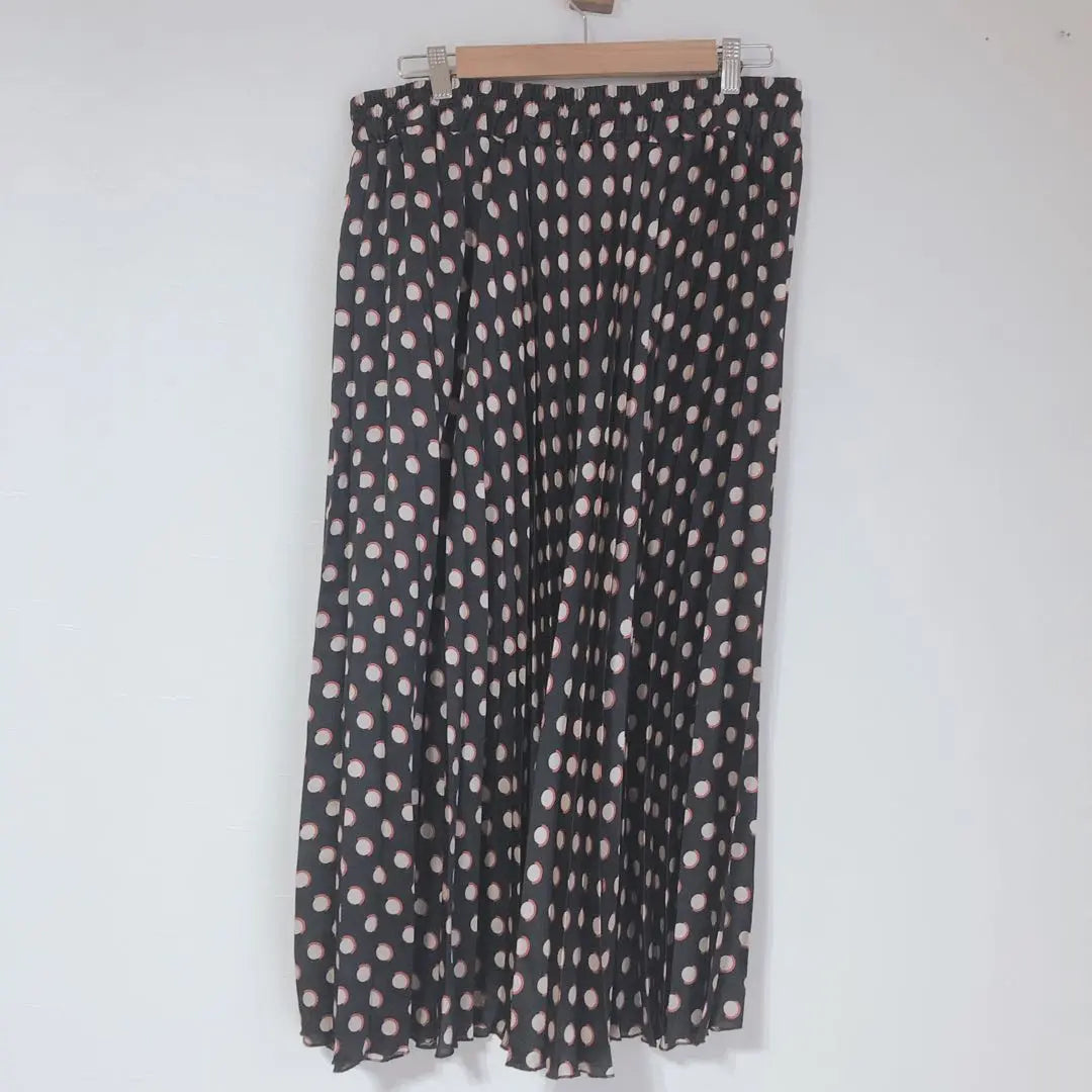 Zara Long skirt Pleated skirt Dot pattern Transparent navy XL