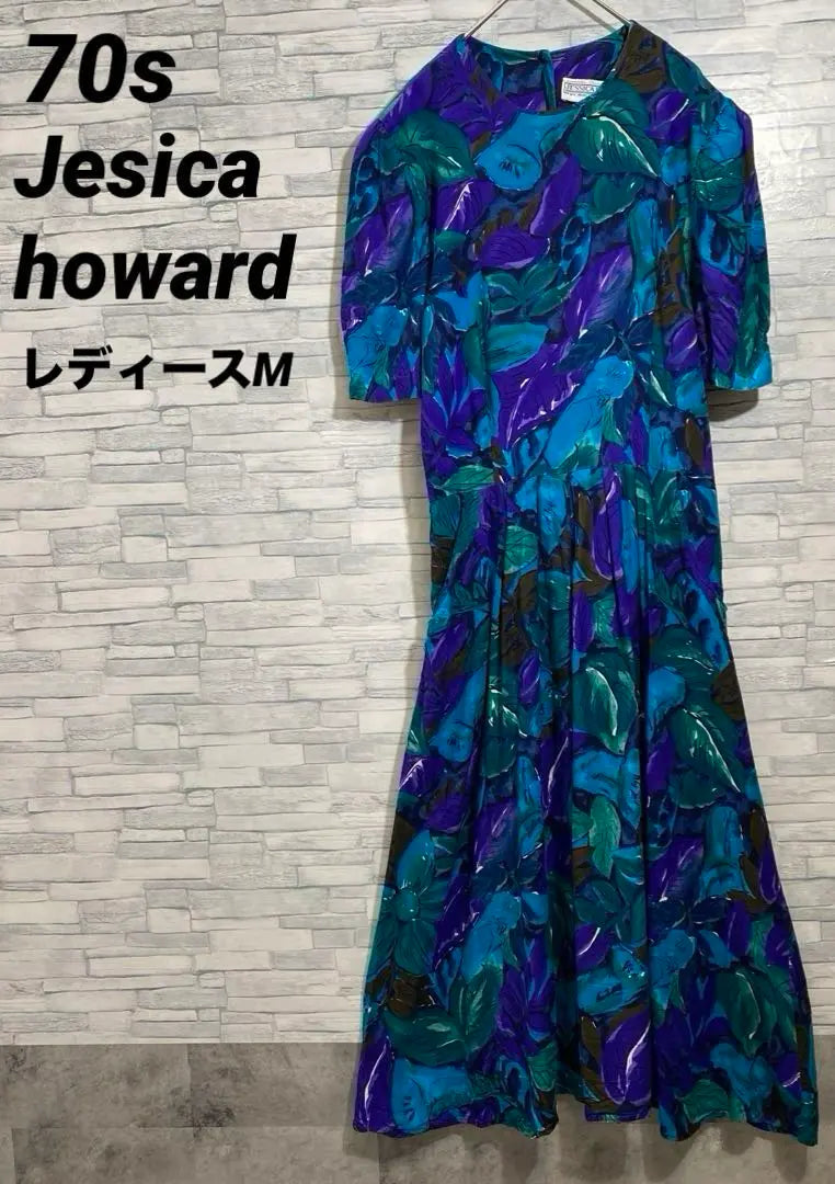 70s USA retro vintage Jesica howard retro dress rayon