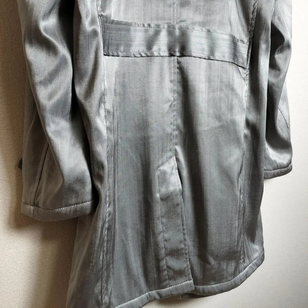 Trench coat, collar belt, rare color, stylish, silver, M