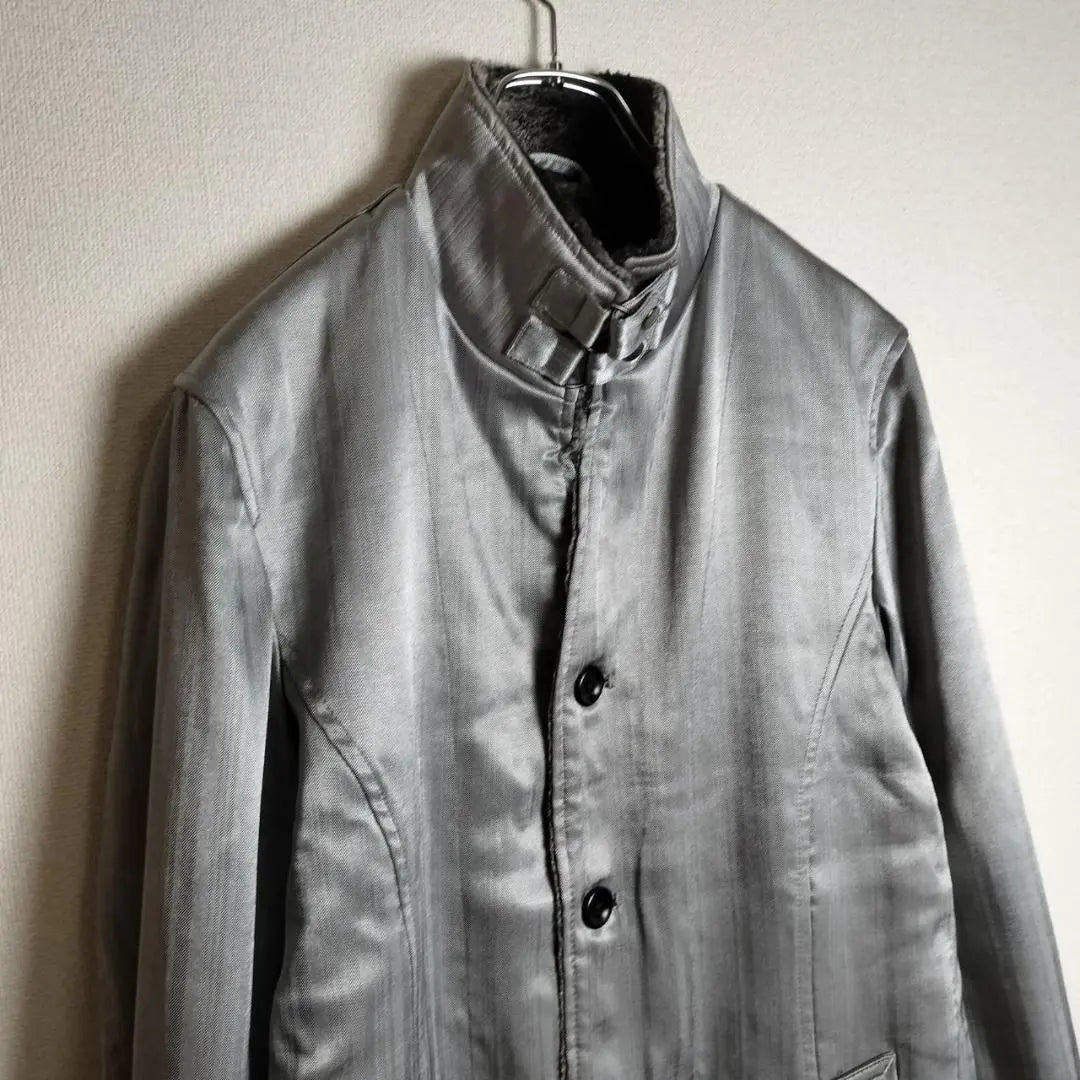 Trench coat, collar belt, rare color, stylish, silver, M