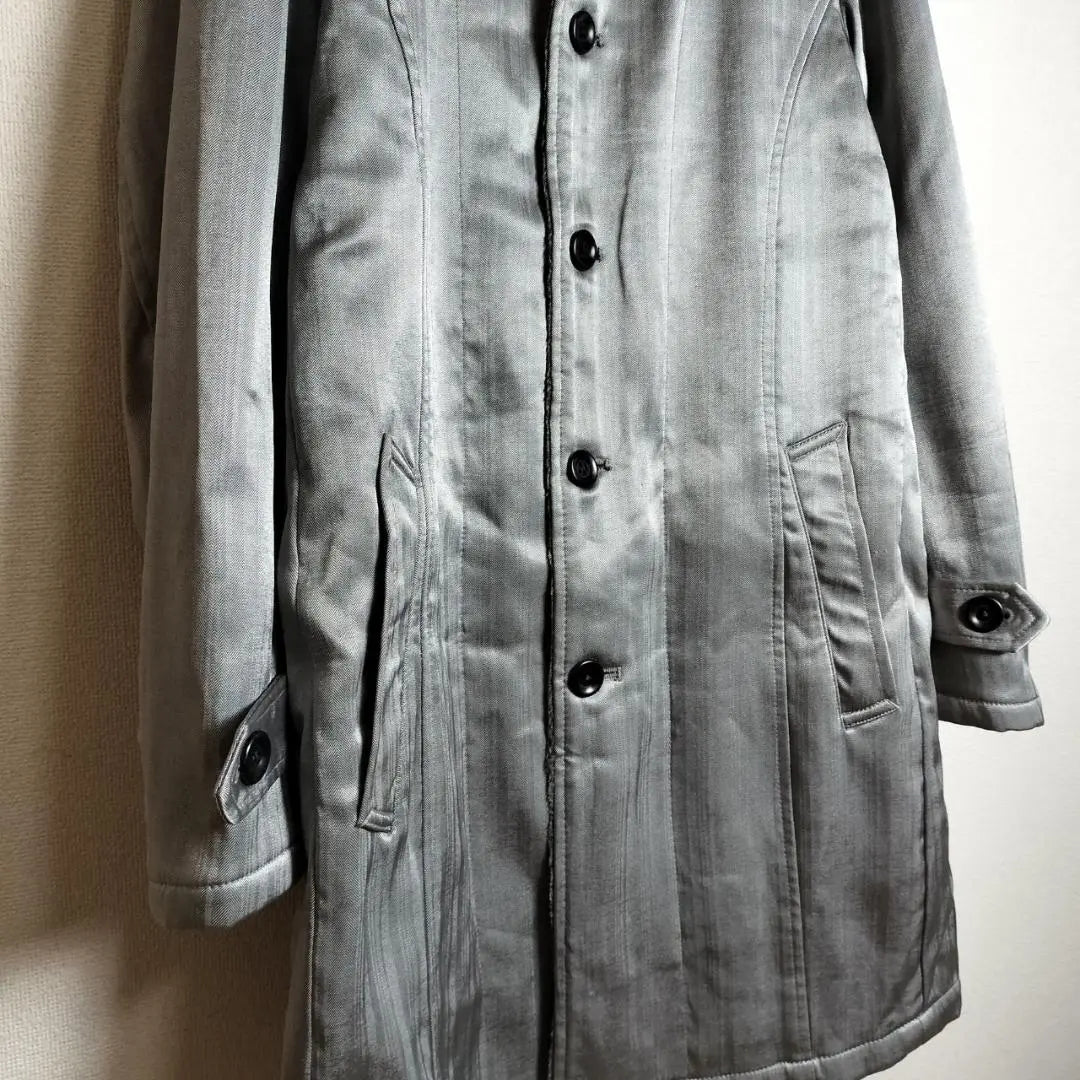 Trench coat, collar belt, rare color, stylish, silver, M