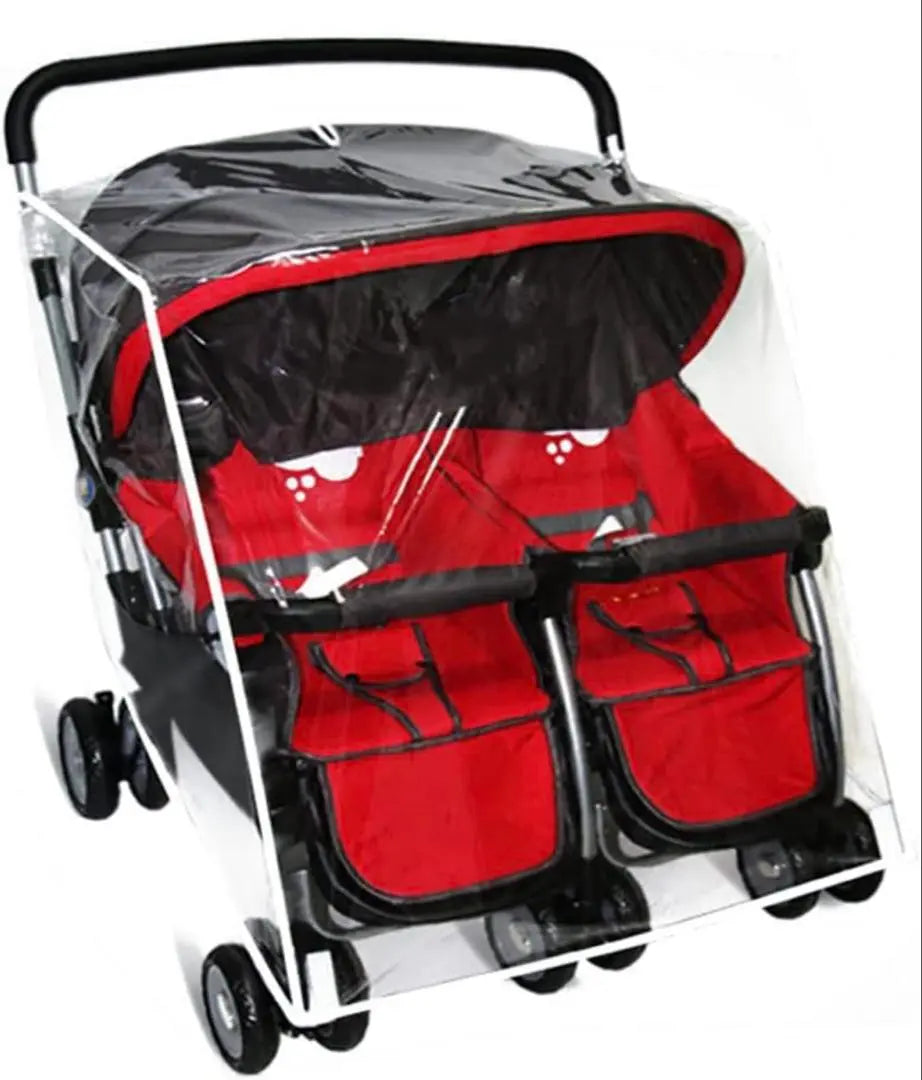 Cubierta para carrito de bebé, protección contra el clima de viaje, accesorios para cochecito doble | ベビーカーレインカバー トラベルウェザーシールド ダブルベビーカーアクセサリー