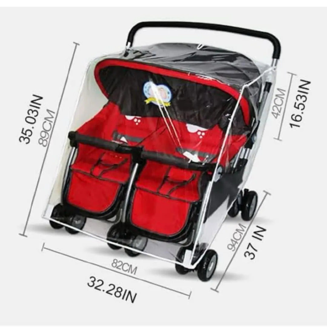 Cubierta para carrito de bebé, protección contra el clima de viaje, accesorios para cochecito doble | ベビーカーレインカバー トラベルウェザーシールド ダブルベビーカーアクセサリー