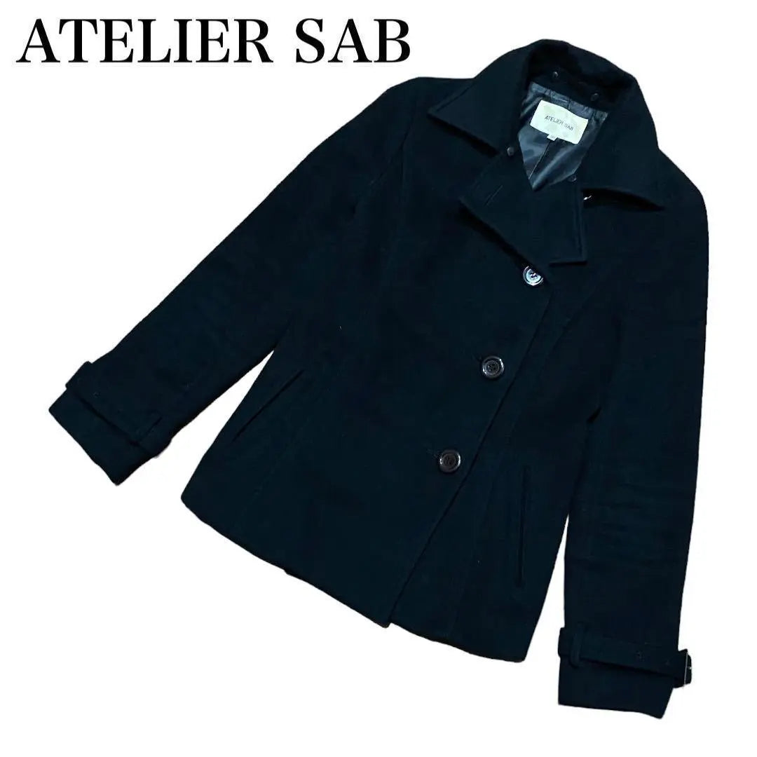 [ATELIER SAB] Chaqueta Mujer Peacoat Negro Angola | 【ATELIER SAB】レディース ジャケット ピーコート 黒 アンゴラ