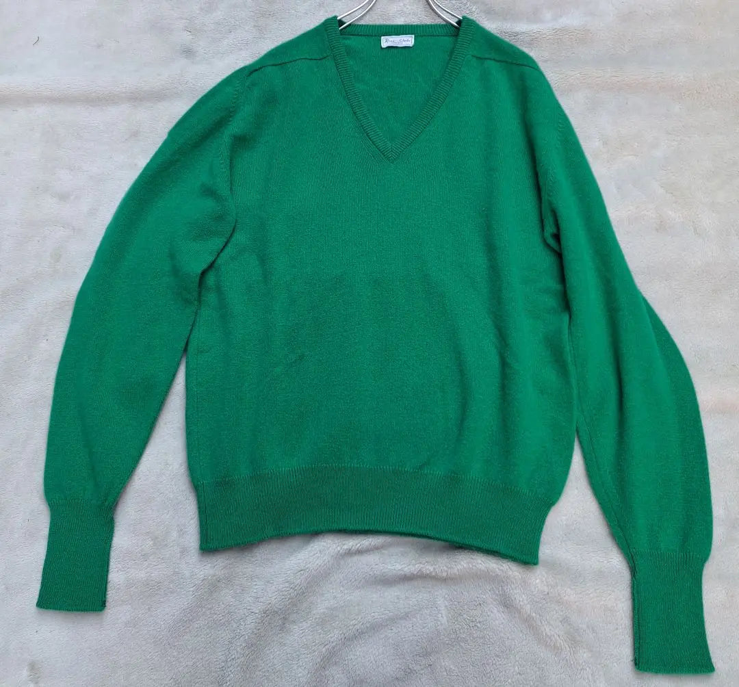 Rare Scotland Made Nina Rich 100% Cashmere Sweater V-neck Men's | 希少　スコットランド製　ニナリッチ　カシミヤ100%セーター Vネック メンズ