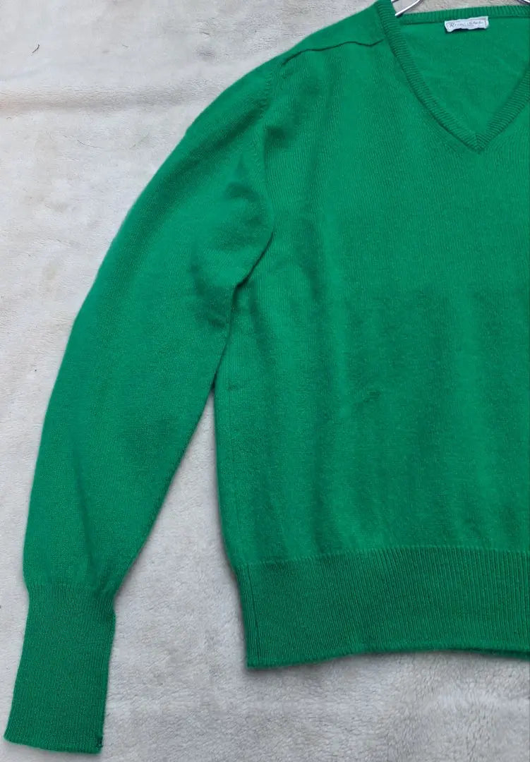 Rare Scotland Made Nina Rich 100% Cashmere Sweater V-neck Men's | 希少　スコットランド製　ニナリッチ　カシミヤ100%セーター Vネック メンズ