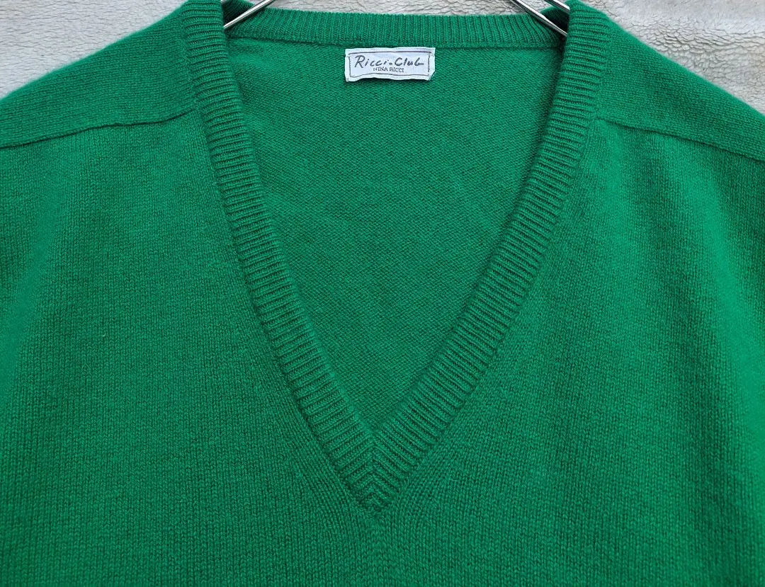 Rare Scotland Made Nina Rich 100% Cashmere Sweater V-neck Men's | 希少　スコットランド製　ニナリッチ　カシミヤ100%セーター Vネック メンズ