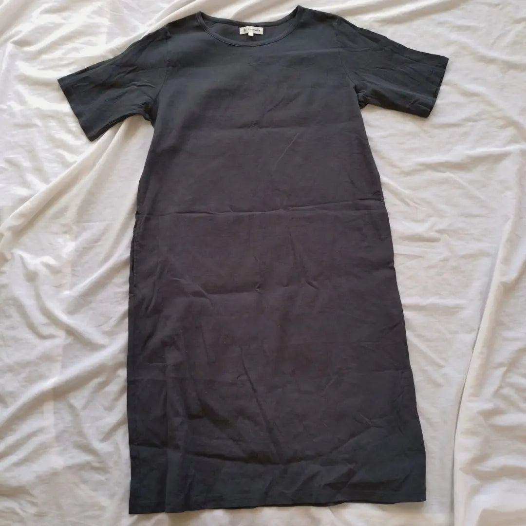 Suzumen [M-L] Cotton Short Sleeve T-shirt Dress Crew Neck Plain