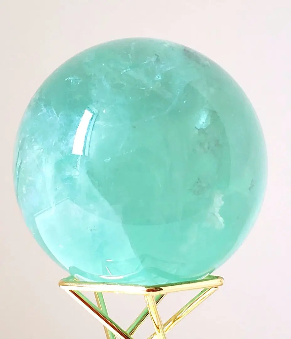 Fluorite with rainbow! Tiffany Blue Fluorite Sphere with Stand! AAA Round Ball