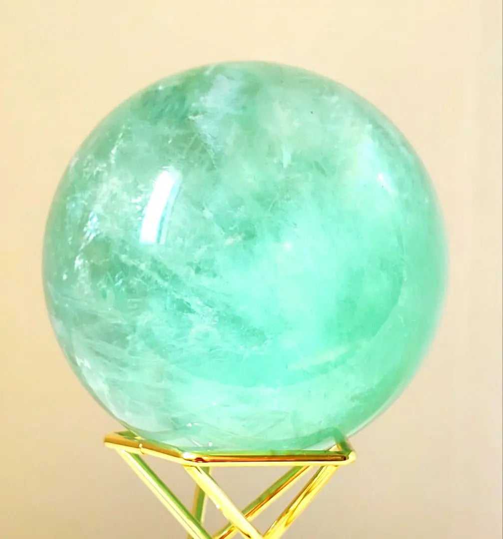 Fluorite with rainbow! Tiffany Blue Fluorite Sphere with Stand! AAA Round Ball