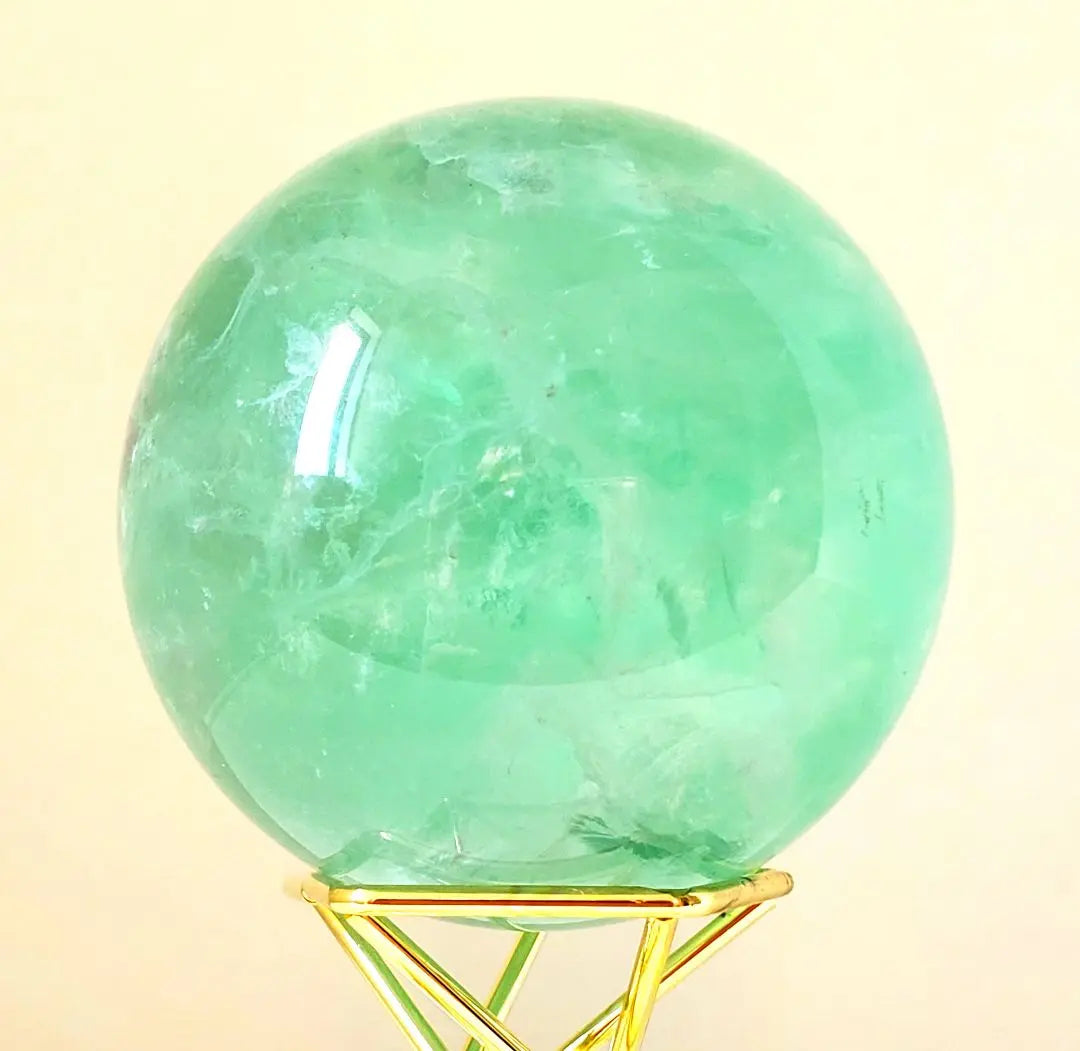 Fluorite with rainbow! Tiffany Blue Fluorite Sphere with Stand! AAA Round Ball