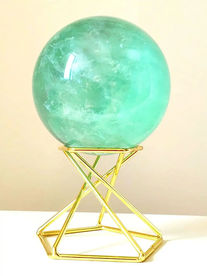 Fluorite with rainbow! Tiffany Blue Fluorite Sphere with Stand! AAA Round Ball