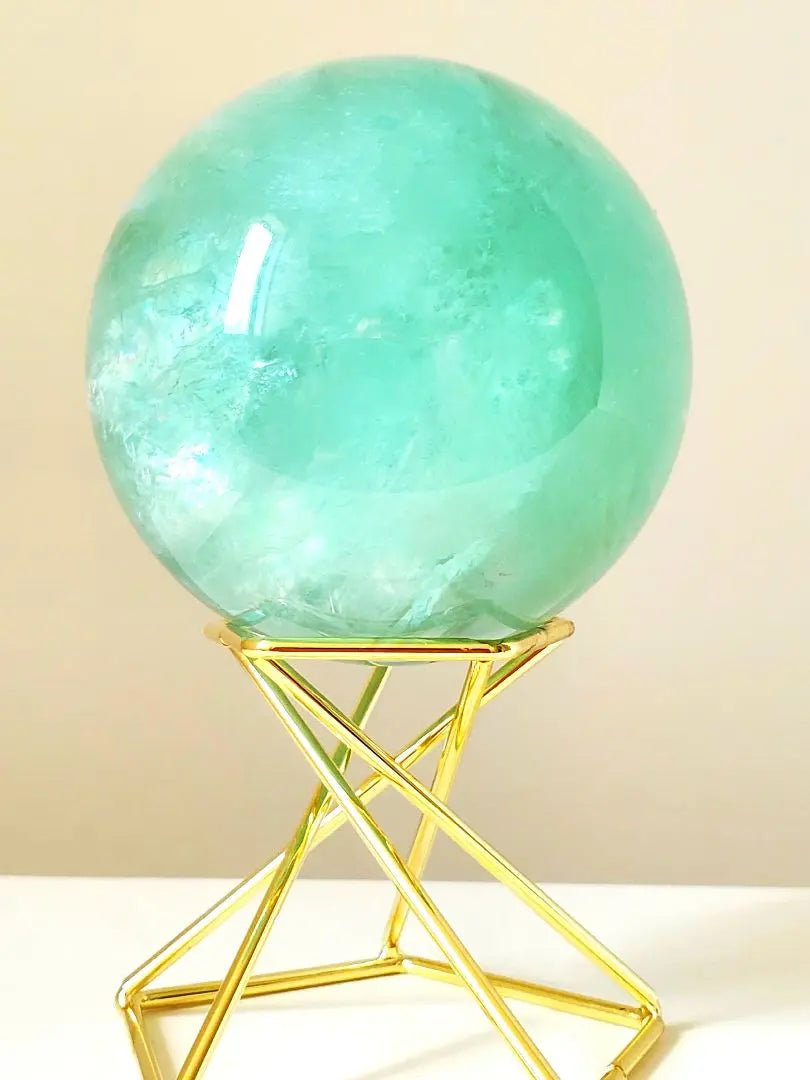 Fluorite with rainbow! Tiffany Blue Fluorite Sphere with Stand! AAA Round Ball