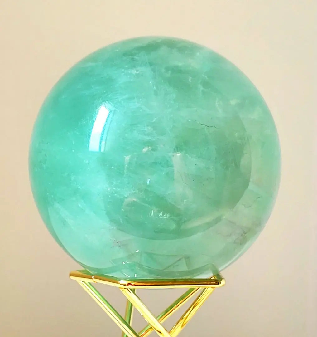 Fluorite with rainbow! Tiffany Blue Fluorite Sphere with Stand! AAA Round Ball